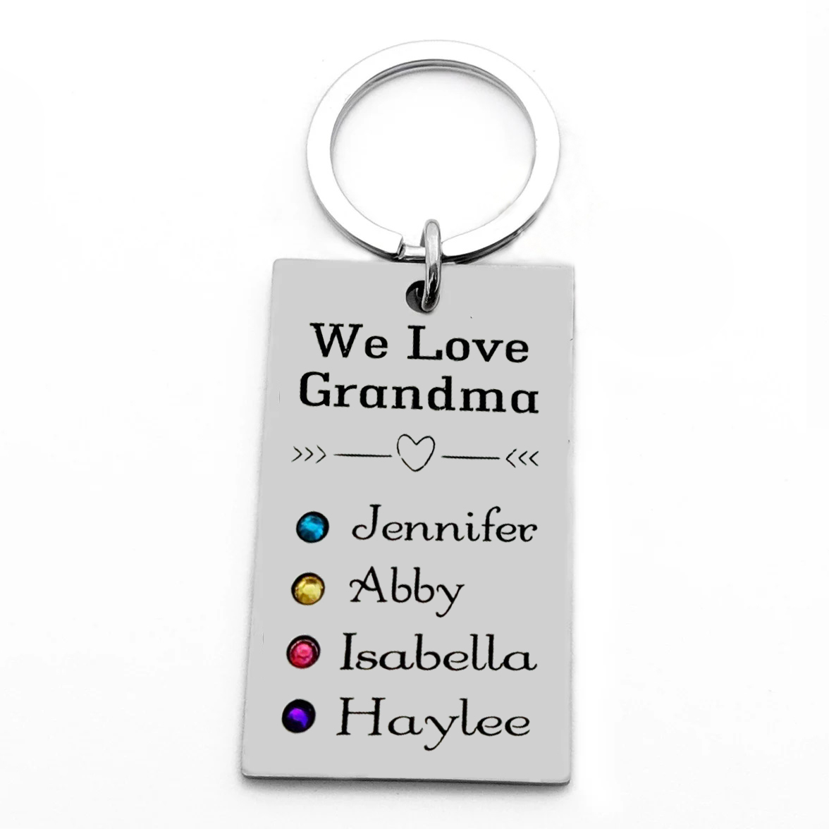 Personalized Family Keychain with 4 Birthstones Mother's Day Gift A We Love Grandma @ Jennifer o ?bby Isabella @ Havylee 